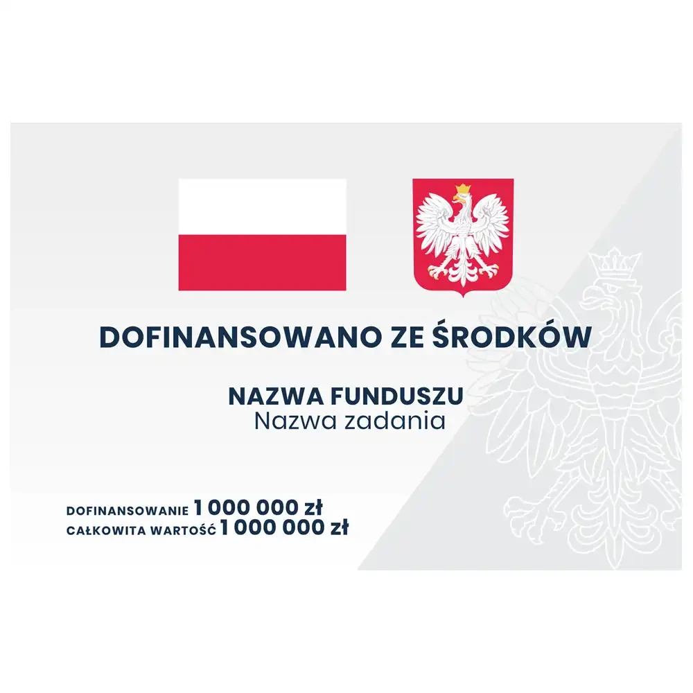 Tablica informacyjna - zadania finansowane lub dofinansowane z państwowych funduszy celowych - sklep drogowy Widrog.webp