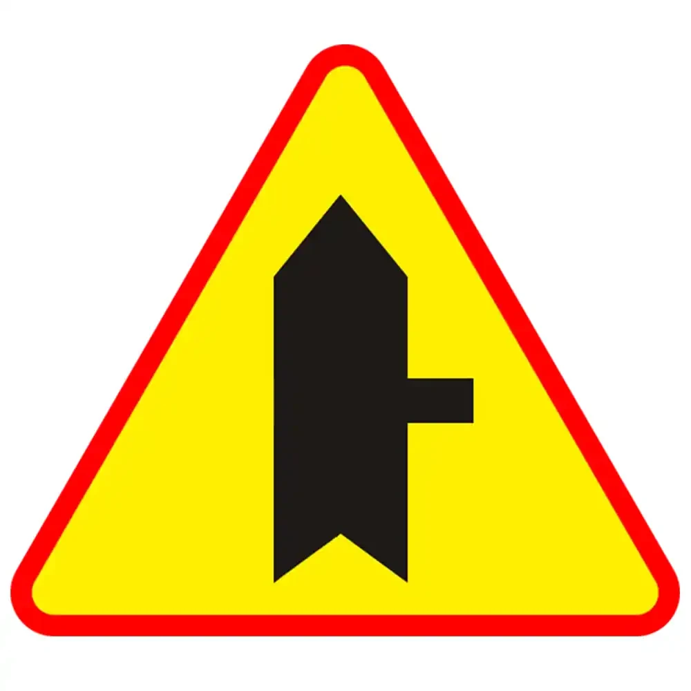 Znak drogowy A- 6B - skrzyzowanie z droga podporzadkowana po prawej stronie - folia odblaskowa I generacji - 1050 mm - sklep drogowy Widrog.webp