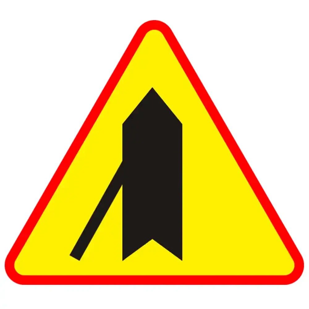 Znak drogowy A- 6E - wlot drogi jednokierunkowej z lewej strony - folia odblaskowa I generacji - 900 mm - sklep drogowy Widrog.webp