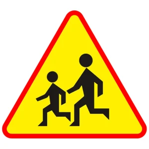 Znak drogowy A-17 - uwaga dzieci - folia I generacji - 1050 mm