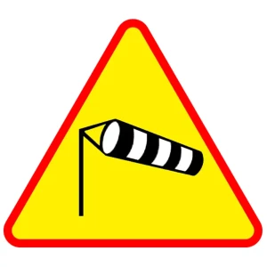 Znak drogowy A-19 - uwaga boczny wiatr - folia I generacji - 1050 mm