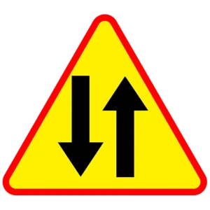 Znak drogowy A-20 - odcinek jezdni o ruchu dwukierunkowym - folia I generacji - 1050 mm