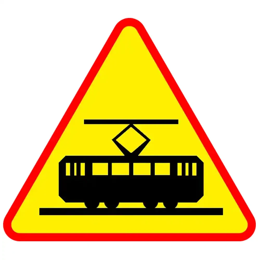 Znak drogowy A-21 - uwaga tramwaj - folia odblaskowa I generacji - 900 mm - sklep drogowy Widrog.webp