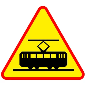 Znak drogowy A-21 - uwaga tramwaj - folia I generacji - 1050 mm