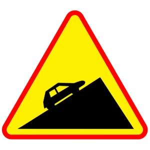 Znak drogowy A-23 - uwaga stromy podjazd - folia I generacji - 1050 mm