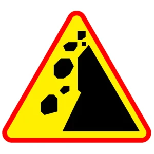 Znak drogowy A-25 - uwaga spadające odłamki skalne - folia I generacji - 1050 mm