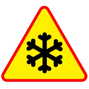 Znak drogowy A-32 - uwaga oszronienie jezdni - 600 mm - folia I generacji