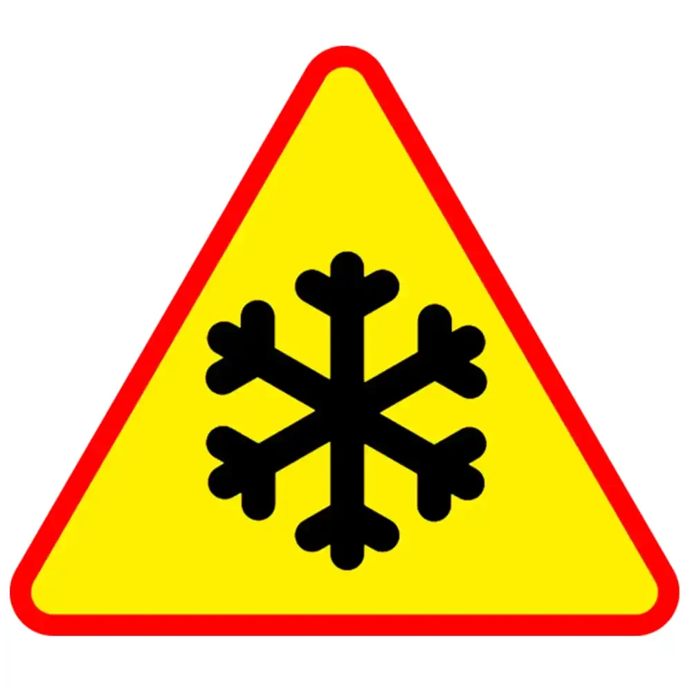 Znak drogowy A-32 - folia odblaskowa I generacji - uwaga oszronienie jezdni - 900 mm - sklep drogowy Widrog.webp