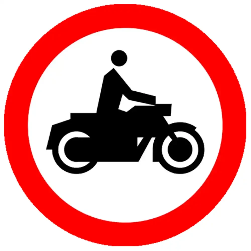 Znak drogowy B-4 - zakaz wjazdu motocykli - folia odblaskowa I generacji - 400 mm - sklep drogowy Widrog.webp