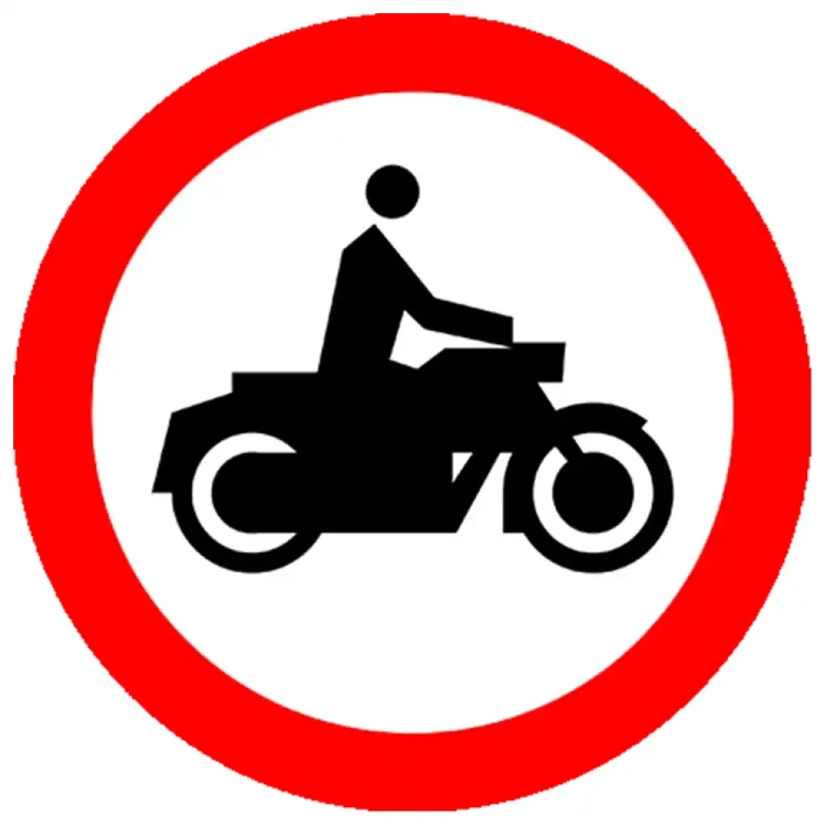 Znak drogowy B-4 - zakaz wjazdu motocykli - folia odblaskowa I generacji - 1000 mm - sklep drogowy Widrog.webp