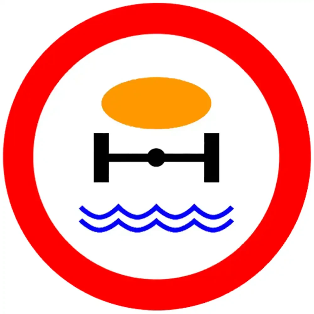 Znak drogowy B-14 - zakaz wjazdu pojazdów z materiałami, które mogą skazić wodę - folia odblaskowa I generacji - 800 mm - sklep drogowy Widrog.webp