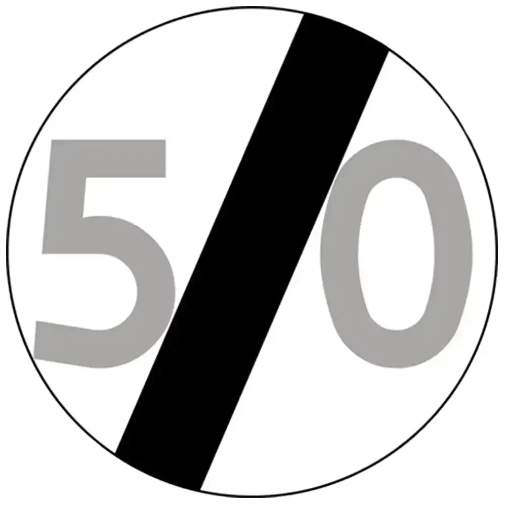 Znak drogowy B-34 - koniec ograniczenia prędkości - folia odblaskowa I generacji - 1000 mm - sklep drogowy Widrog.webp