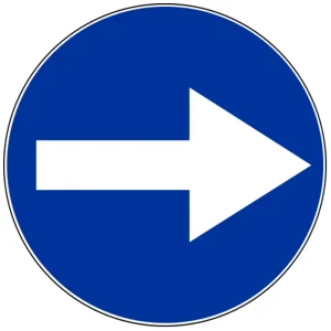 Znak drogowy C-1 - nakaz jazdy w prawo - folia I generacji - 900 mm