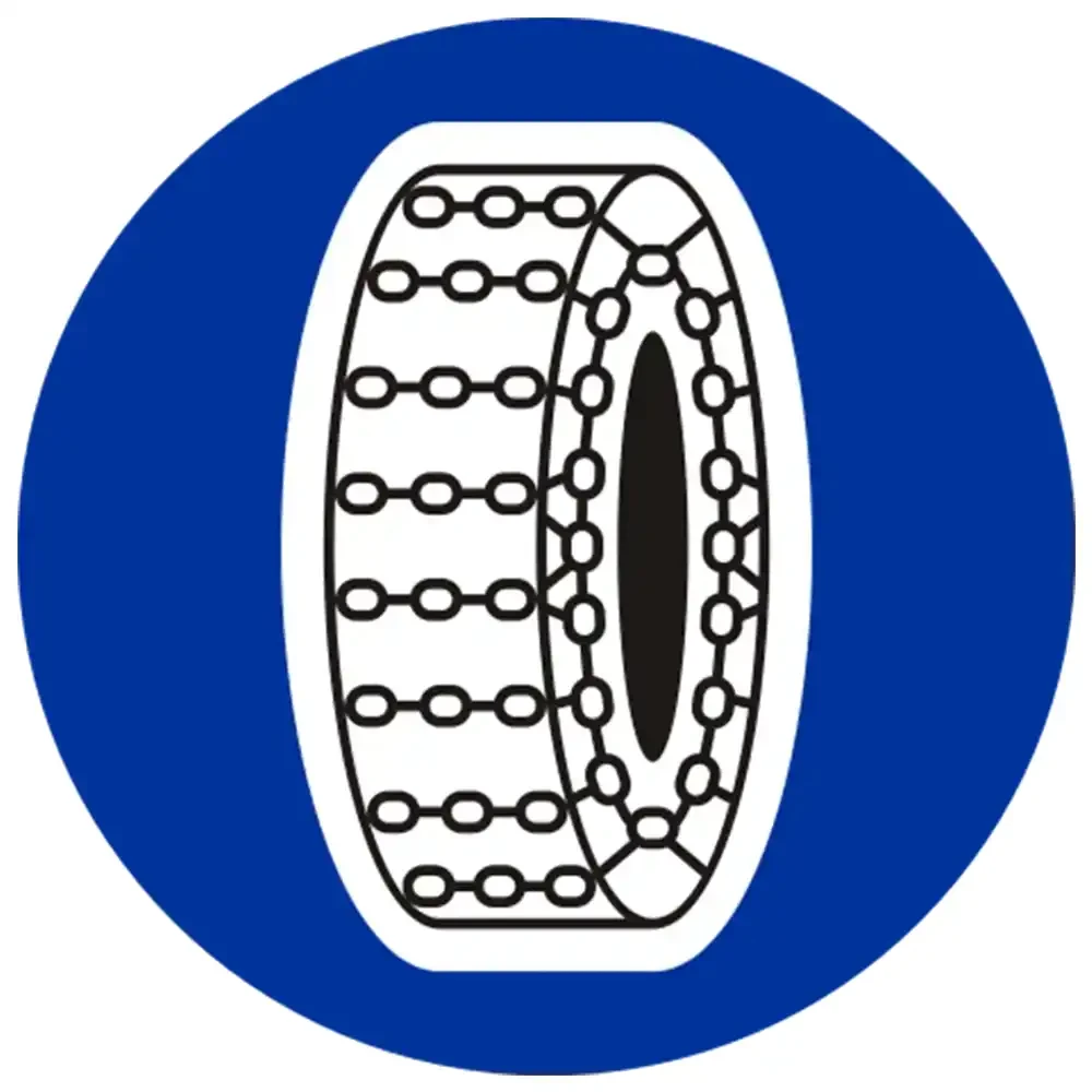 Znak drogowy C-18 - nakaz uzywania lancuchow przeciwposlizgowych - folia odblaskowa I generacji - 400 mm - sklep drogowy Widrog.webp
