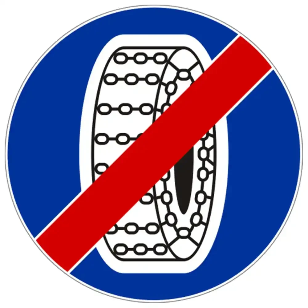 Znak drogowy C-19 - koniec nakazu uzywania lancuchow przeciwposlizgowych - folia odblaskowa I generacji - 800 mm - sklep drogowy Widrog.webp