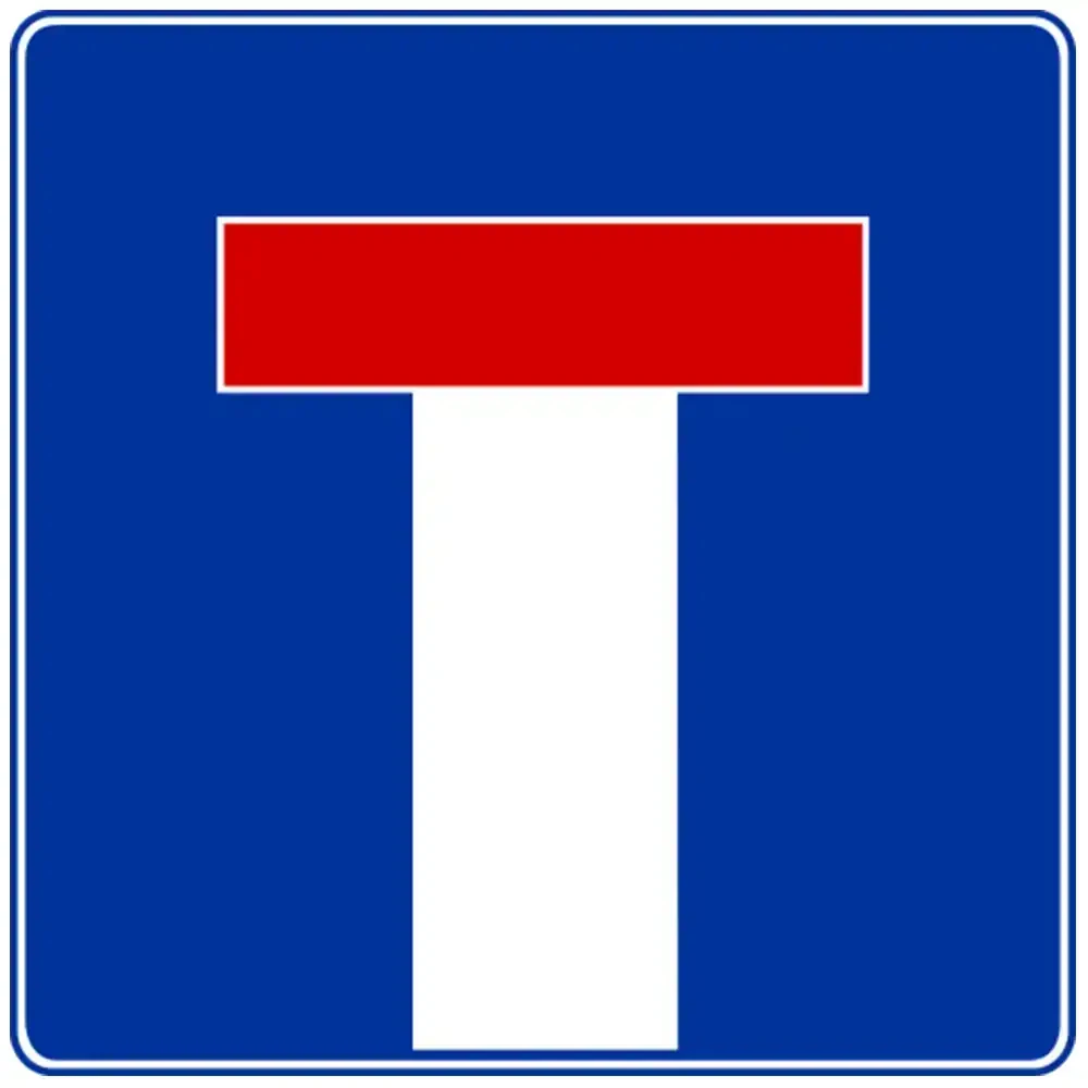 Znak drogowy D-4A - droga bez przejazdu - folia odblaskowa I generacji - 400 x 400 mm - sklep drogowy Widrog.webp