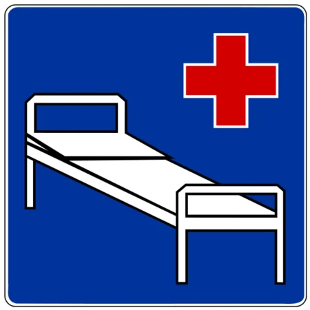 Znak drogowy D-21 - szpital - folia odblaskowa I generacji - 400 x 400 mm - sklep drogowy Widrog.webp
