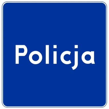 Znak drogowy D-21A - policja - folia odblaskowa I generacji - 400 x 400 mm - sklep drogowy Widrog.webp