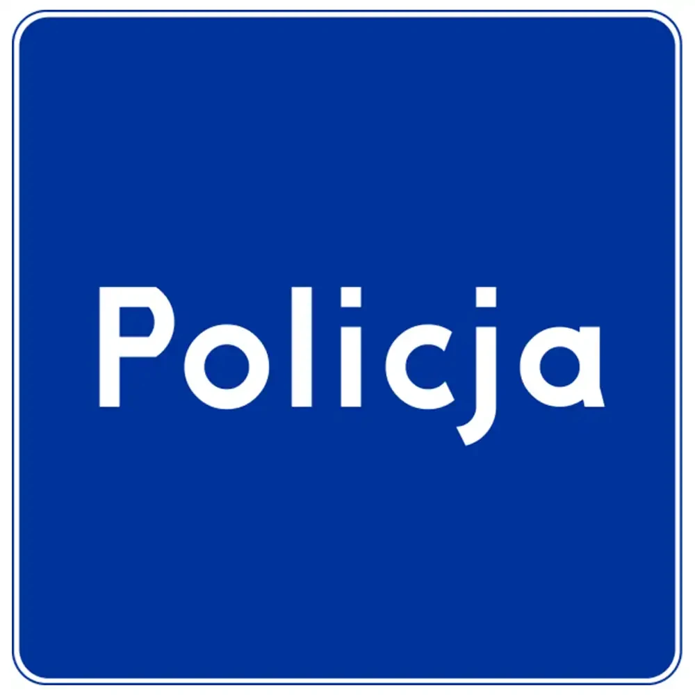 Znak drogowy D-21A - policja - folia odblaskowa I generacji - 900 x 900 mm - sklep drogowy Widrog.webp