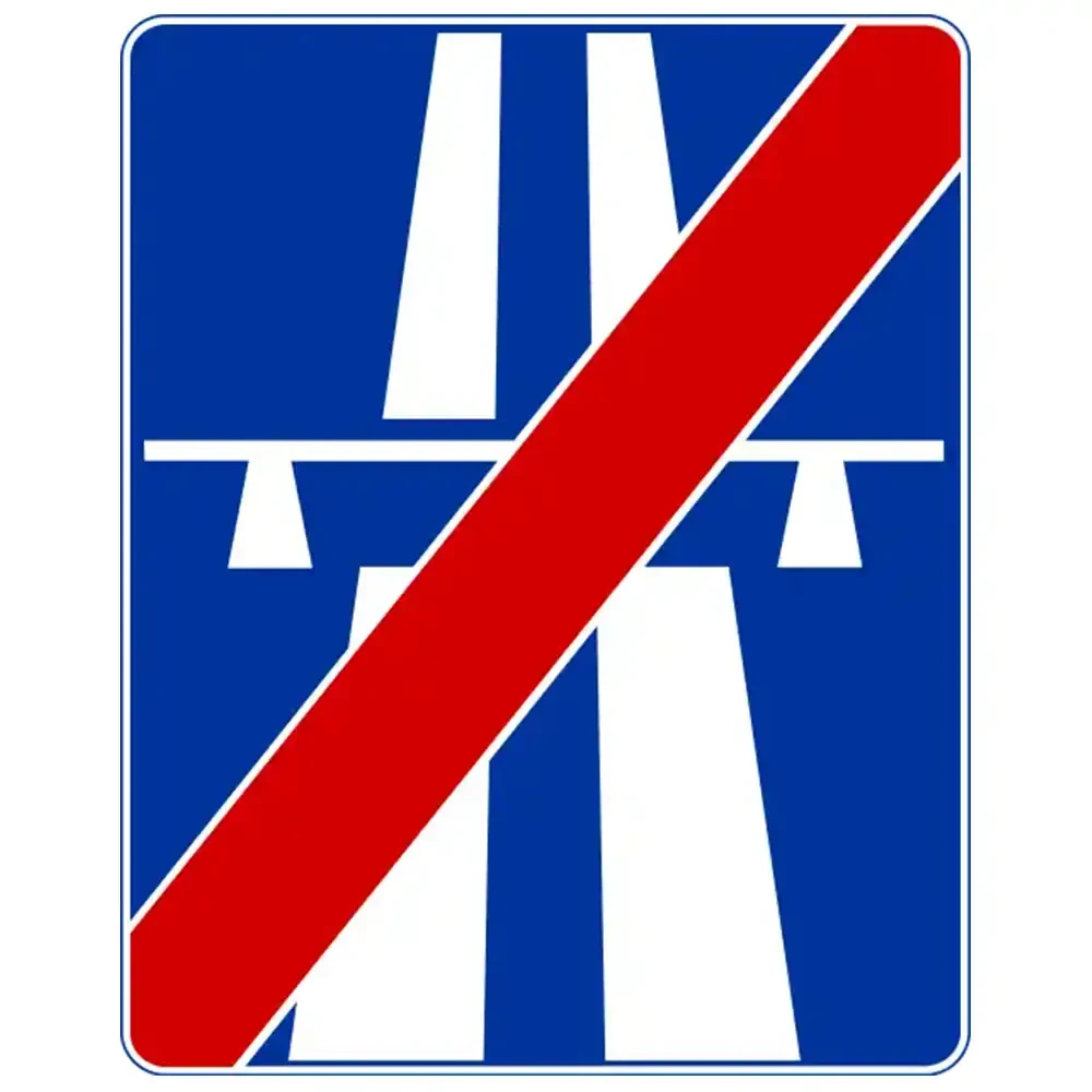 Znak drogowy D-10 - koniec autostrady - folia odblaskowa I generacji - 600 x 750 mm - sklep drogowy Widrog.webp