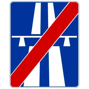 Znak drogowy D-10 - koniec autostrady - folia I generacji - 900x1125 mm