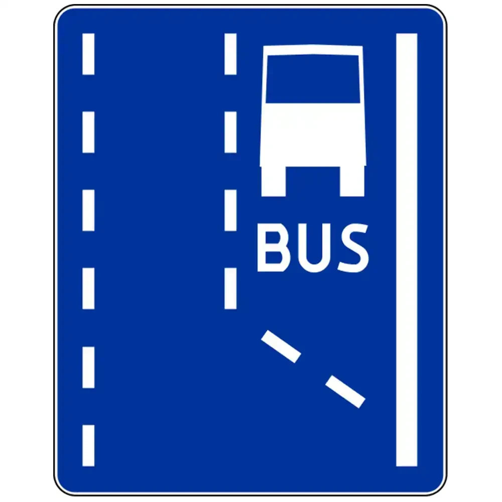 Znak drogowy D-11 - początek pasa ruchu dla autobusów - folia odblaskowa I generacji - 1500 x 1200 mm - sklep drogowy Widrog.webp