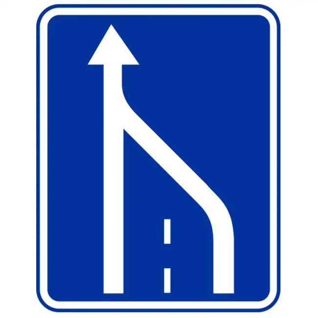 Znak drogowy D-14 - koniec pasa ruchu - folia odblaskowa I generacji - 900 x 1125 mm - sklep drogowy Widrog.webp