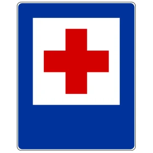 Znak drogowy D-22 - punkt opatrunkowy - folia I generacji - 900x1125 mm