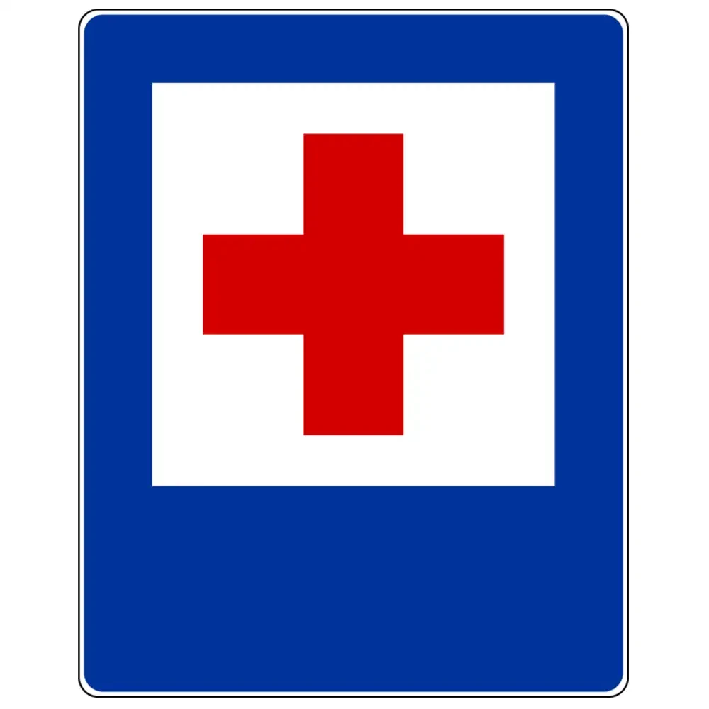 Znak drogowy D-22 - punkt opatrunkowy - folia odblaskowa I generacji - 1500 x 1200 mm - sklep drogowy Widrog.webp