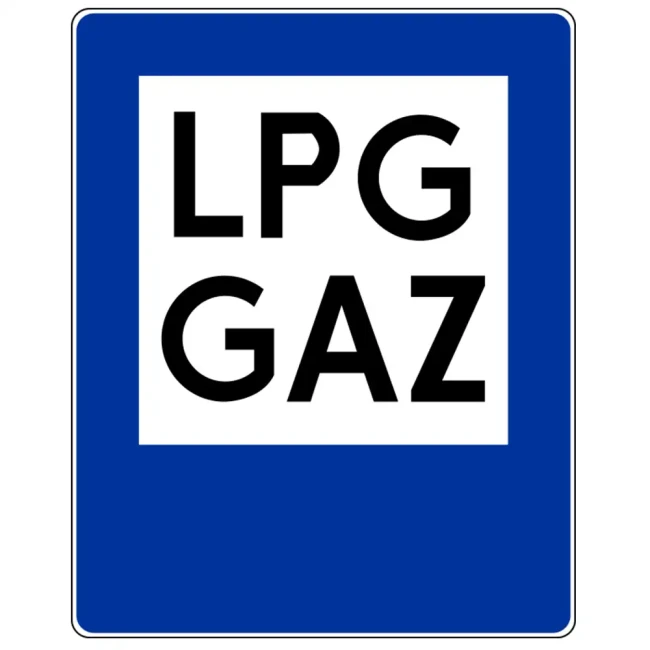 Znak drogowy D-23A - stacja z LPG - folia odblaskowa I generacji - 900 x 1125 mm - sklep drogowy Widrog.webp