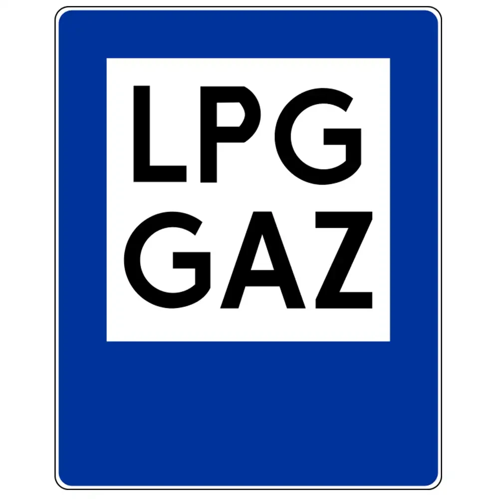 Znak drogowy D-23A - stacja z LPG - folia odblaskowa I generacji - 1500 x 1200 mm - sklep drogowy Widrog.webp