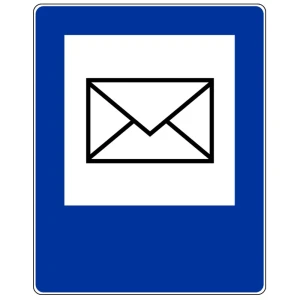 Znak drogowy D-25 - poczta - folia I generacji - 900x1125 mm