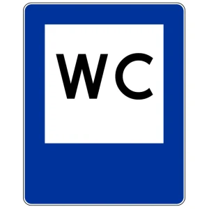 Znak drogowy D-26C - toaleta publiczna - folia I generacji - 600x750 mm