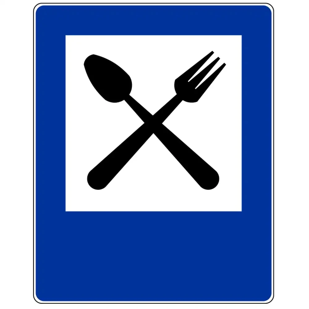 Znak drogowy D-28 - restauracja - folia odblaskowa I generacji - 1500 x 1200 mm - sklep drogowy Widrog.webp