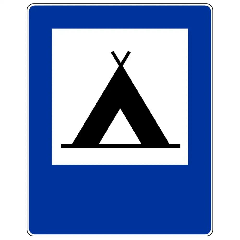 Znak drogowy D-30 - obozowisko, camping - folia odblaskowa I generacji - 900 x 1125 mm - sklep drogowy Widrog.webp