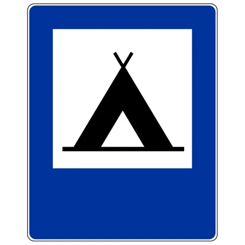 Znak drogowy D-30 - obozowisko, camping - folia I generacji - 900x1125 mm
