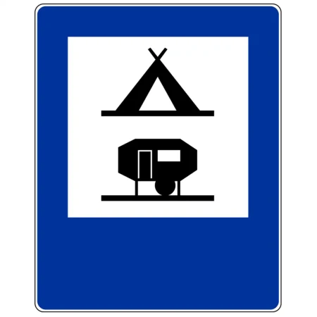 Znak drogowy D-31 - obozowisko (camping) z podłączeniem elektrycznym - folia odblaskowa I generacji - 600 x 750 mm - sklep drogowy Widrog.webp