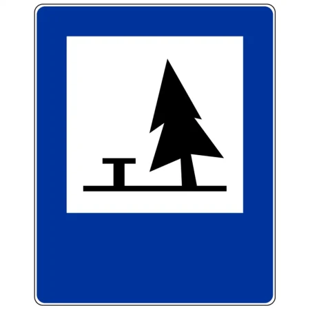 Znak drogowy D-32 - pole biwakowe - folia odblaskowa I generacji - 900 x 1125 mm - sklep drogowy Widrog.webp