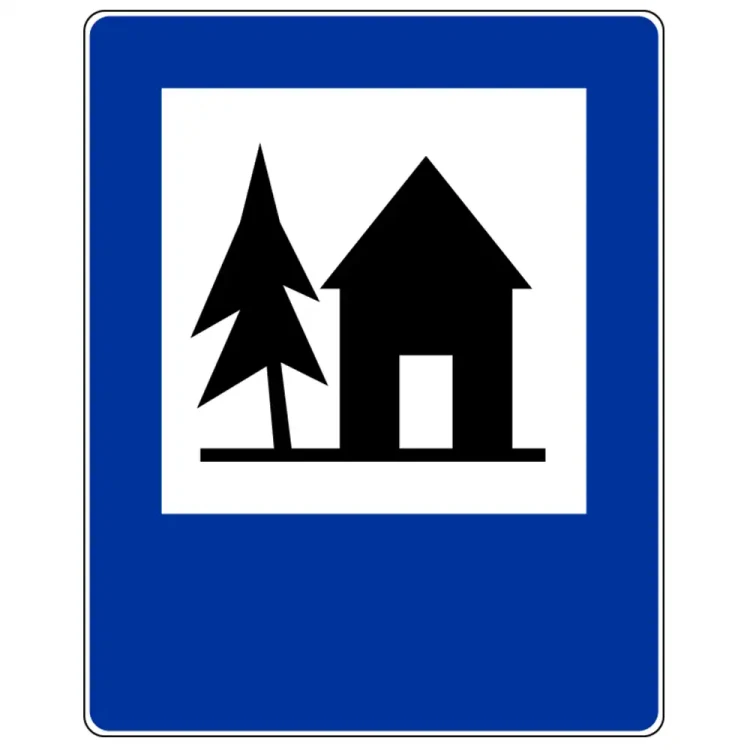 Znak drogowy D-33 - schronisko mlodziezowe - folia odblaskowa I generacji - 900 x 1125 mm - sklep drogowy Widrog.webp