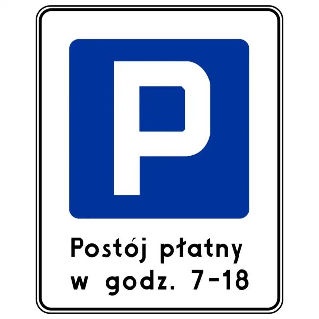 Znak drogowy D-44 - strefa platnego parkowania - folia odblaskowa I generacji - 600x750 mm - sklep drogowy Widrog.webp