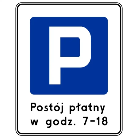 Znak drogowy D-44 - strefa platnego parkowania - folia odblaskowa I generacji - 900x1125 mm - sklep drogowy Widrog.webp