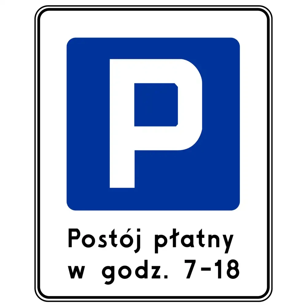 Znak drogowy D-44 - strefa platnego parkowania - folia odblaskowa I generacji - 1500x1200 mm - sklep drogowy Widrog.webp