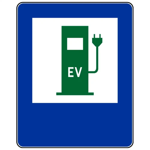 Znak drogowy D-23c - stacja ładowania pojazdów elektrycznych - folia I generacji - 900x1125 mm