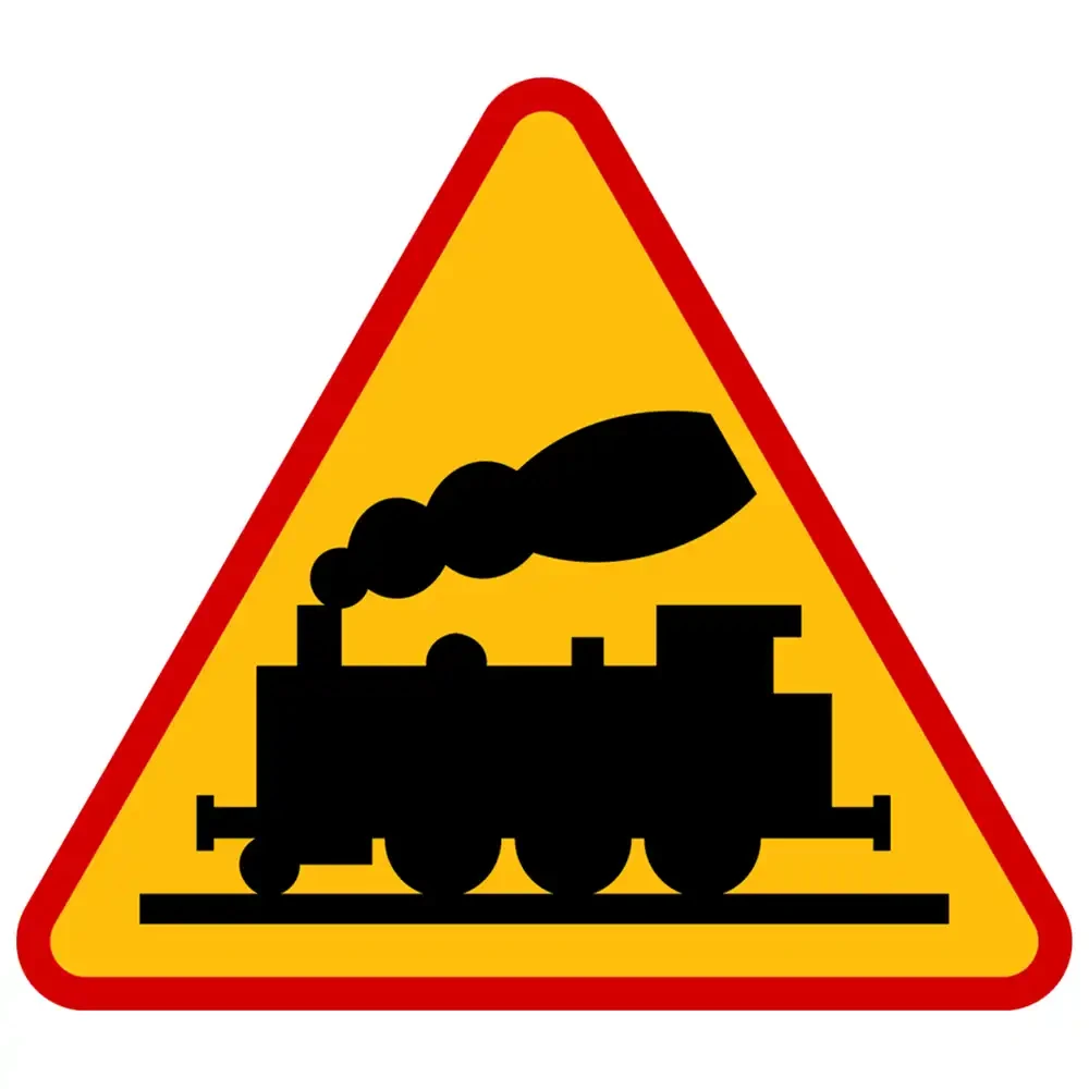 Znak drogowy A-10 - przejazd kolejowy bez zapor - folia II generacji.webp