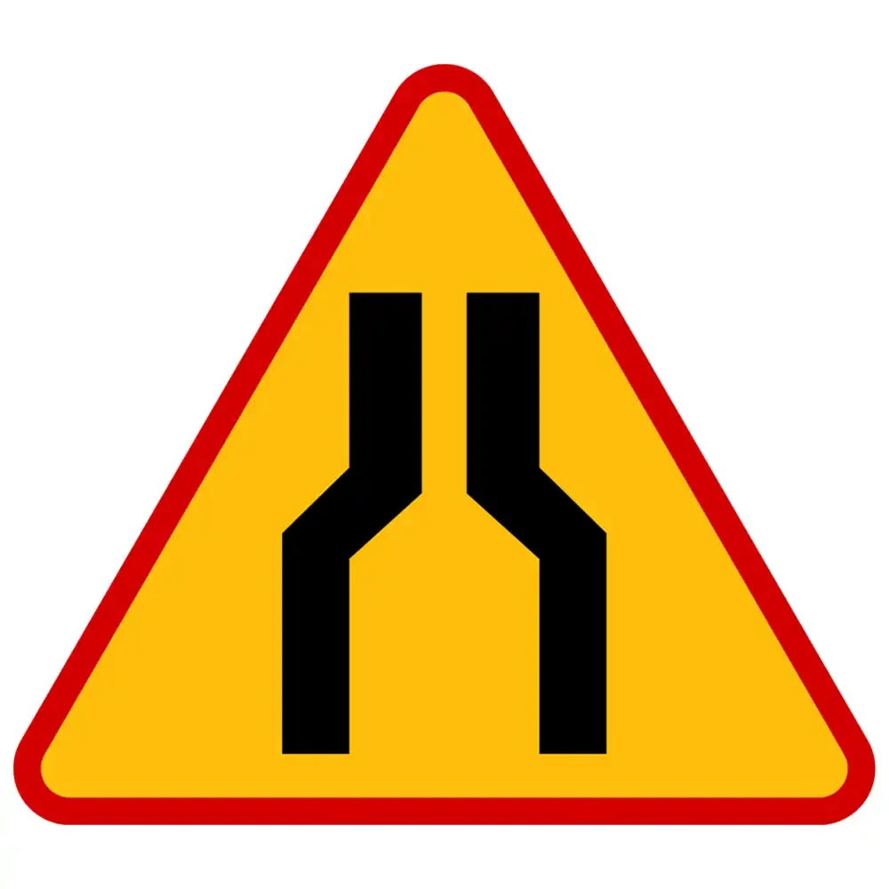 Znak drogowy A-12A - zwezenie jezdni — dwustronne - folia II generacji.webp