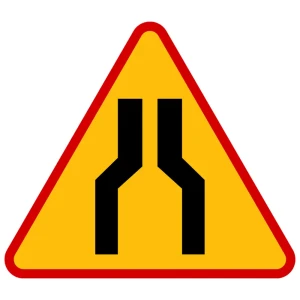 Znak drogowy A-12A - dwustronne zwężenie jezdni - 1200 mm - folia II generacji