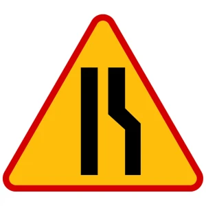 Znak drogowy A-12B - prawostronne zwężenie jezdni - 1200 mm - folia II generacji