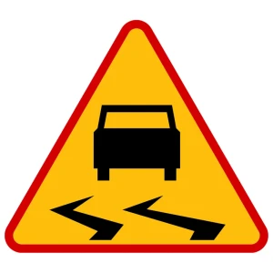 Znak drogowy A-15 - śliska jezdnia - 1200 mm - folia II generacji