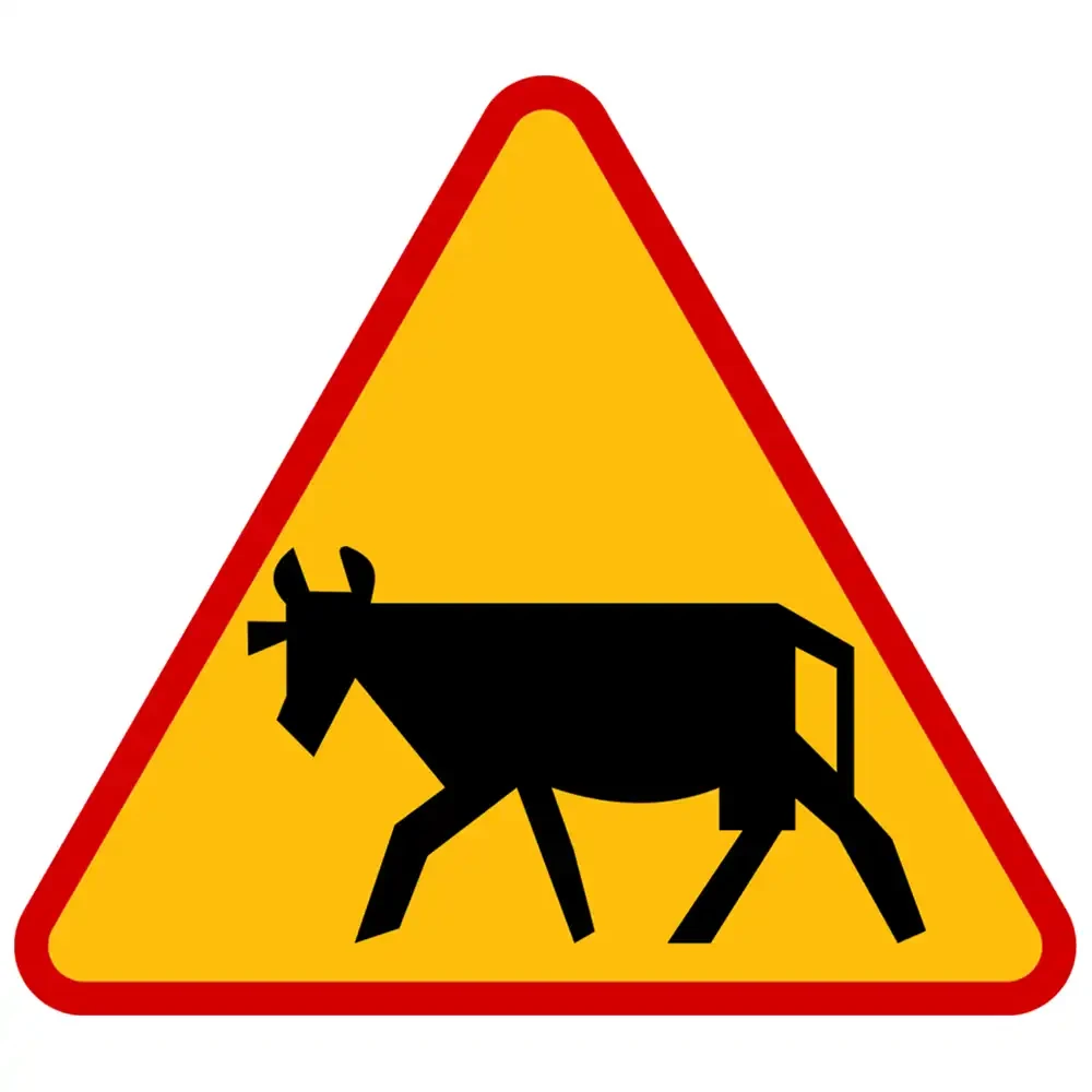 Znak drogowy A-18A - zwierzęta gospodarskie - folia II generacji.webp