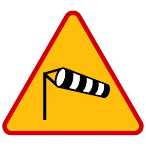 Znak drogowy A-19 - boczny wiatr - 600 mm - folia II generacji